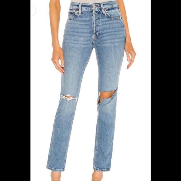 Re/Done Blue Distressed Women's Jeans - Picture 2 of 16